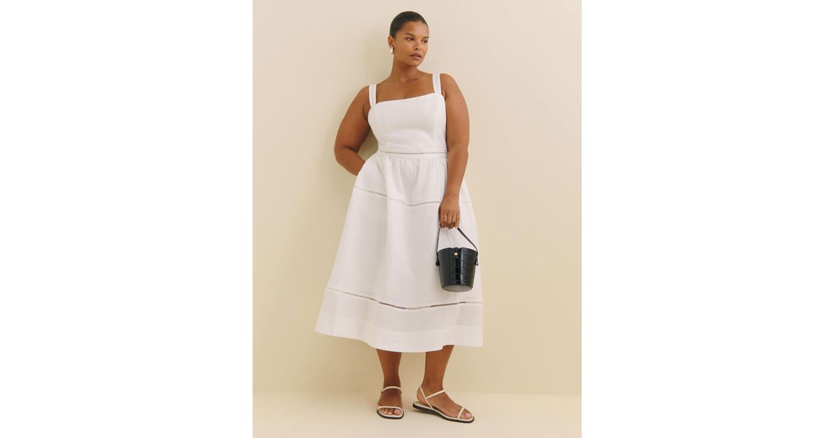 Reformation Everett Linen Dress Es 16 in Natural | Lyst