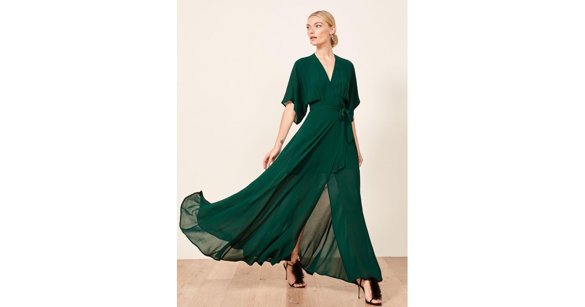 reformation winslow dress emerald