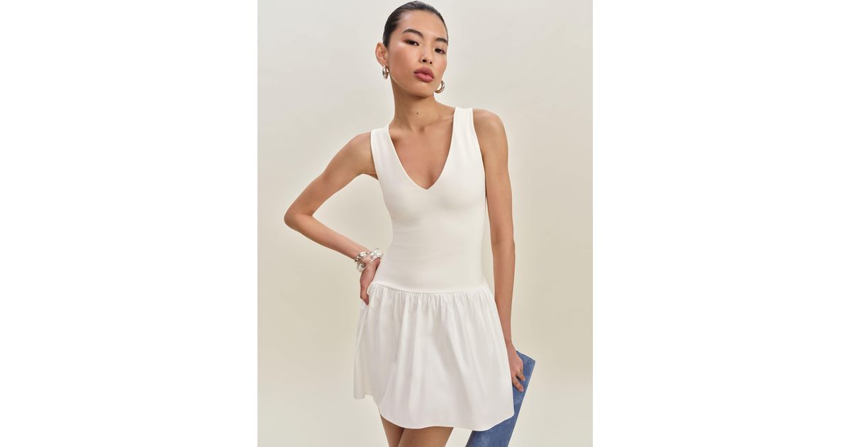 self portrait ribbed knit mini dress White Viscose Rib Knit Mini Dress – self-portrait-US