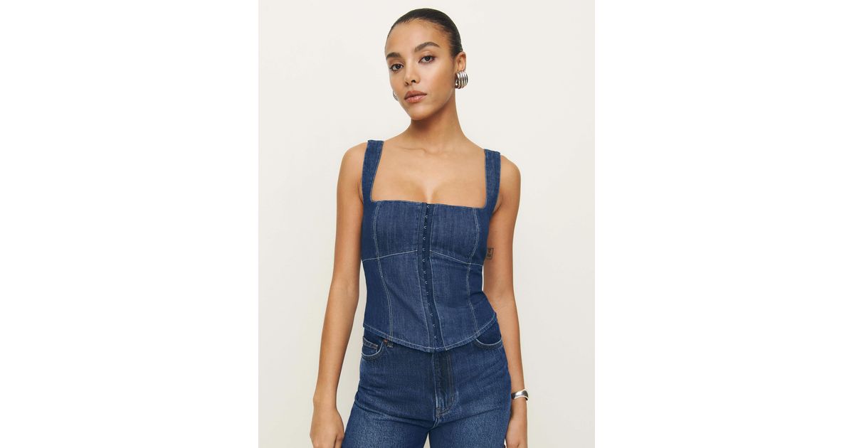 Reformation リフォーメーション タリアテッレ デニム トップス Reformation Tagliatelle Denim Top in Blue | Lyst