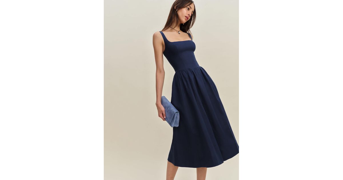 Reformation Janu Linen Dress 0 in Blue | Lyst Reformation Janu Linen Dress 0 in Blue | Lyst