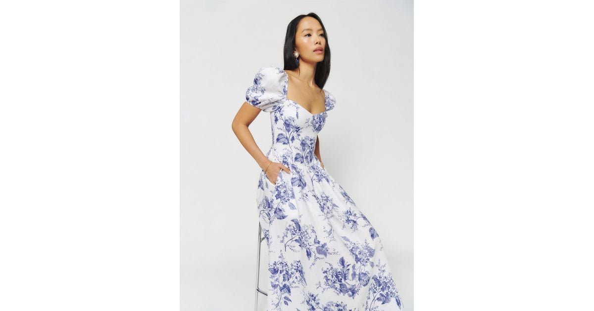 Reformation Davila Linen Dress in White | Lyst