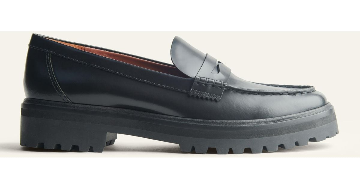Reformation Leather Agathea Chunky Loafer in Black | Lyst