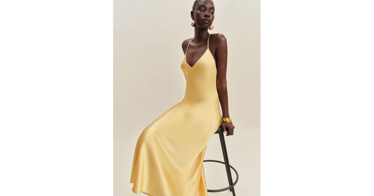nari silk dress reformation Reformation Nari Silk Dress In Yellow - 70% Off