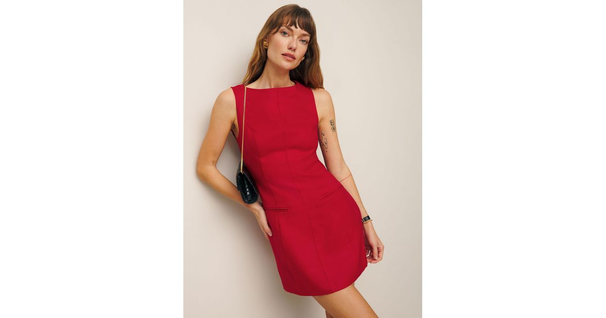 Reformation Petites Citron Linen Dress in Red | Lyst