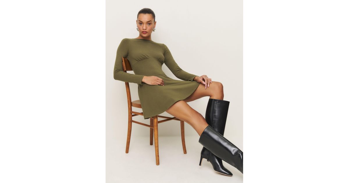 Reformation Melissa Knit Dress in Green | Lyst