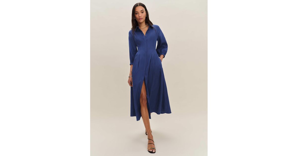 red dress a line Women's Amore A-line Queen Anne Neck Silk Crepe Midi Dress S/M/L Red MEAN BLVD, S / Red
