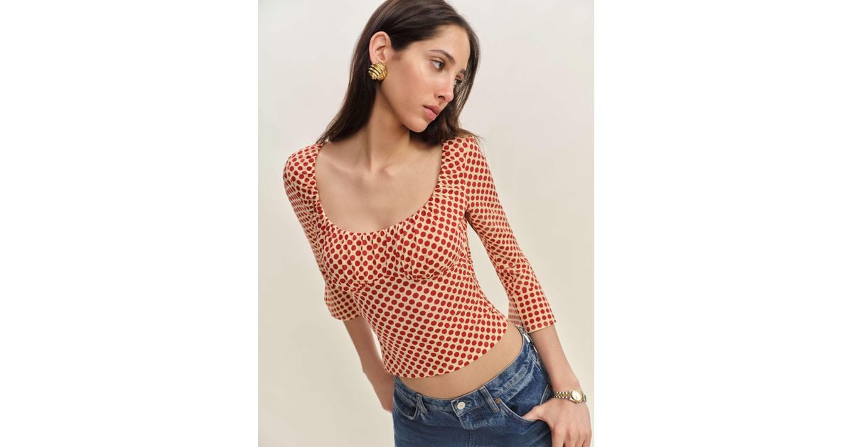 Reformation トップス Reformation X Kacey Musgraves Lillie Eyelet Embroidered Silk