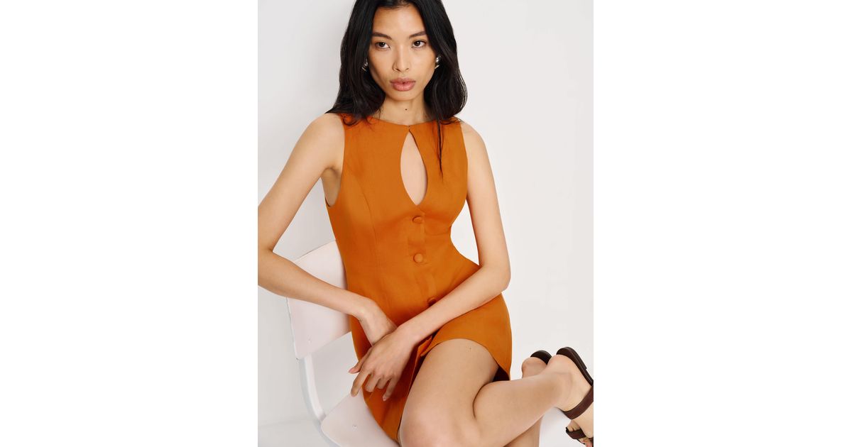 Reformation Pola Linen Dress 6 in Orange | Lyst
