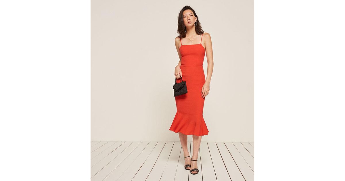 Lyst Reformation Moxie Dress In Red