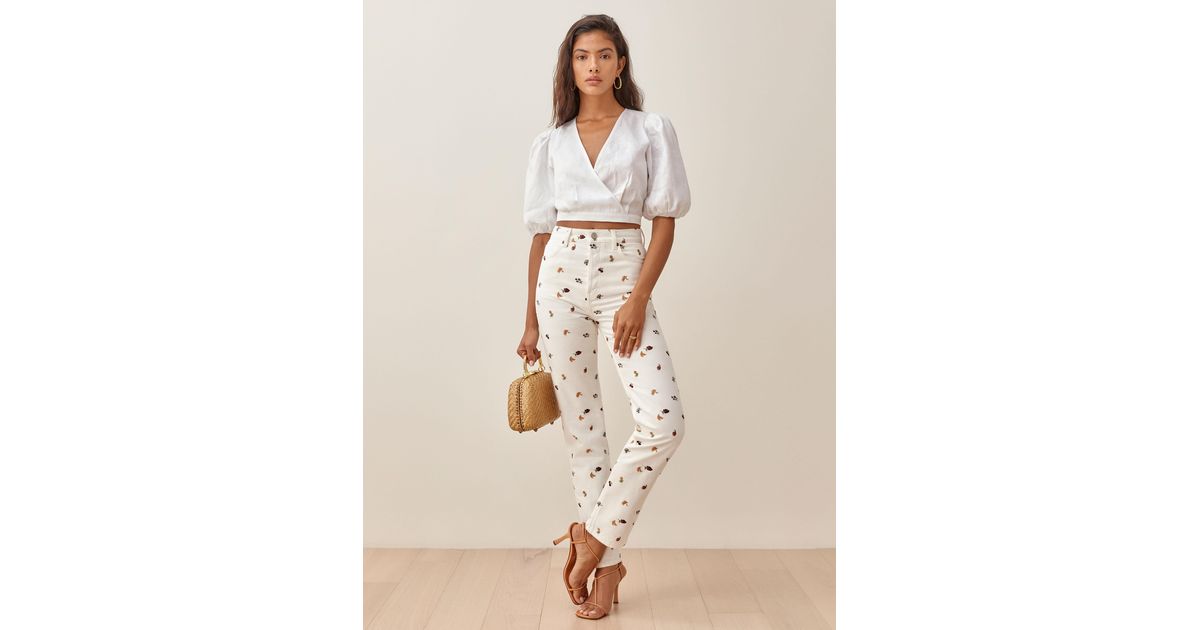 Reformation Cynthia Fruitloops High Rise Straight Jeans in Natural Lyst