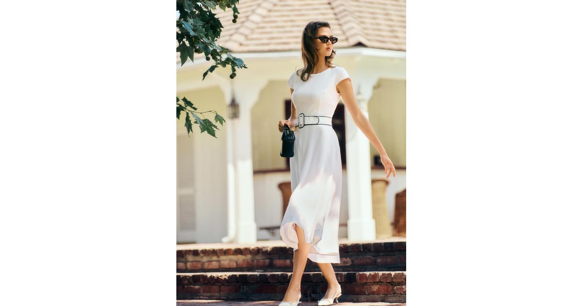Reformation Felipe Belted Linen Dress 2 in Natural | Lyst Reformation Felipe Belted Linen Dress 2 in Natural | Lyst