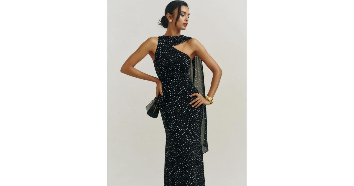 reformation rosalynn asymmetrical fitted midi dress 6 in Black Fabric_Cotton Blends Shoshanna Women's Vintage Satin Size:22 USA