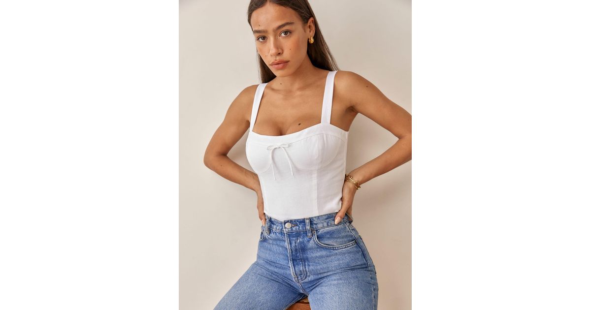 Reformation Kim Linen Top in White | Lyst