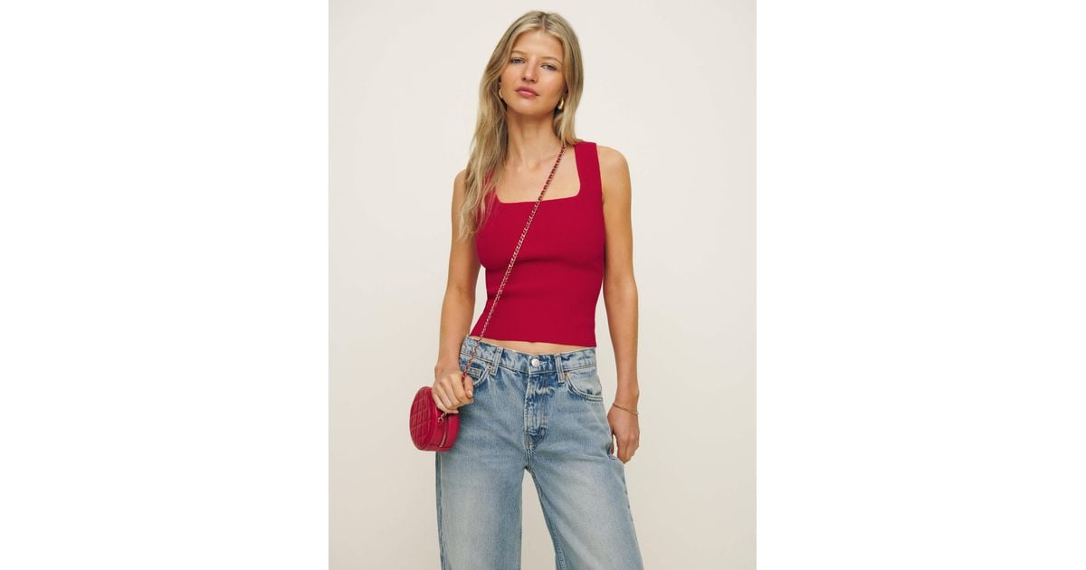 Reformation Julia Ribbed Sweater Tank in Red Lyst Australia