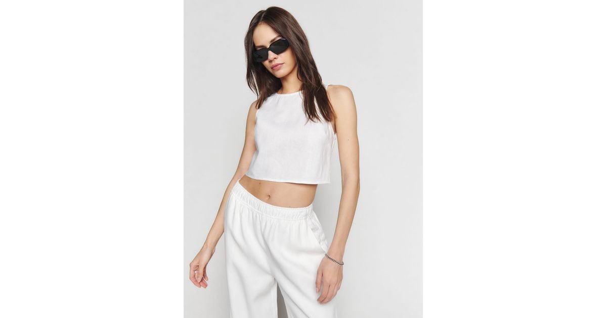 Reformation Jacinta Linen Top in White Lyst