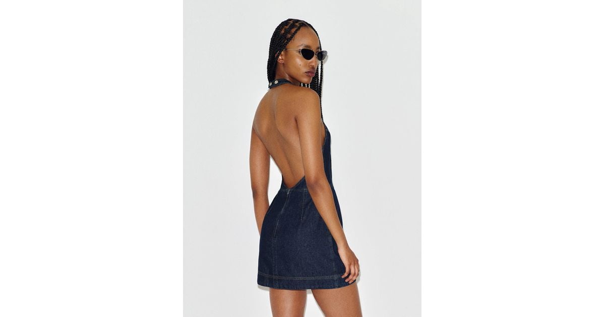round neck denim dress Blue Pearl Detail Short Sleeve *FINAL SALE* beauty Color:Ivory floral The best plus size ASOS Design - Denim