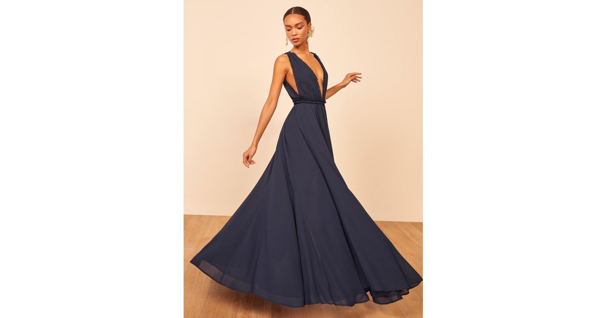 Reformation Camellia Dress in Navy 