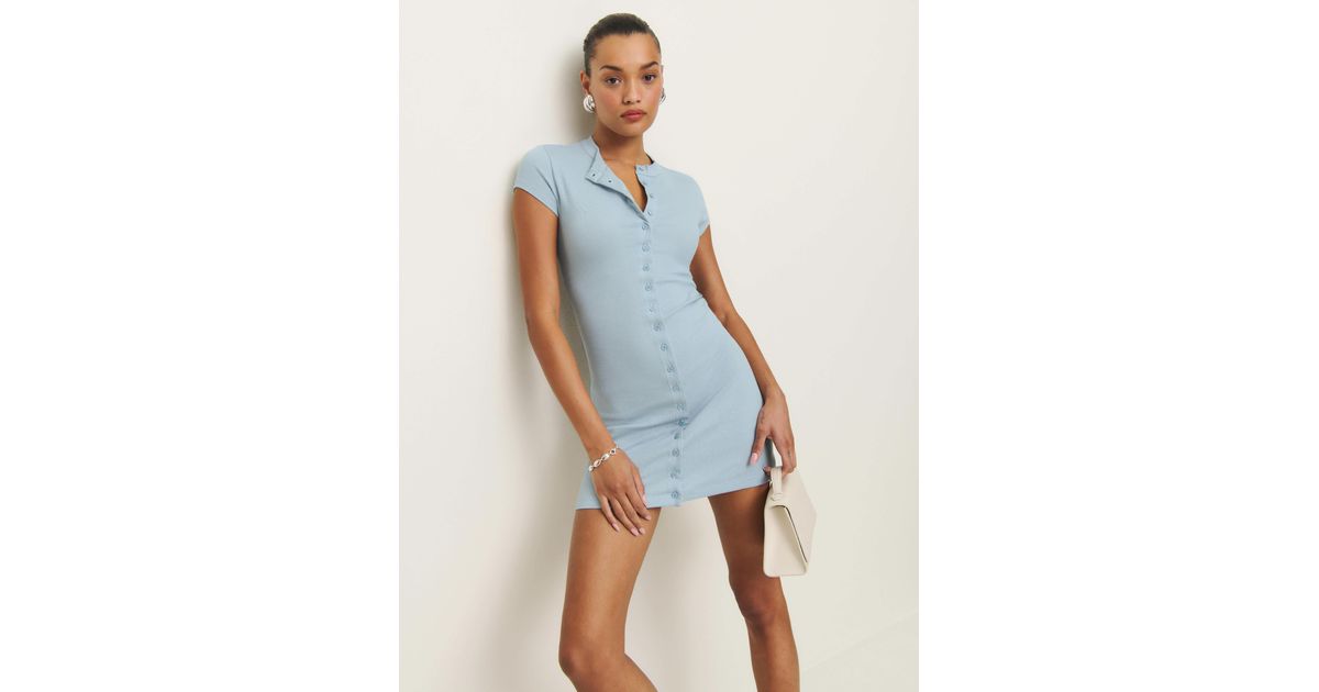 Reformation Raelynn Knit Dress in Blue | Lyst