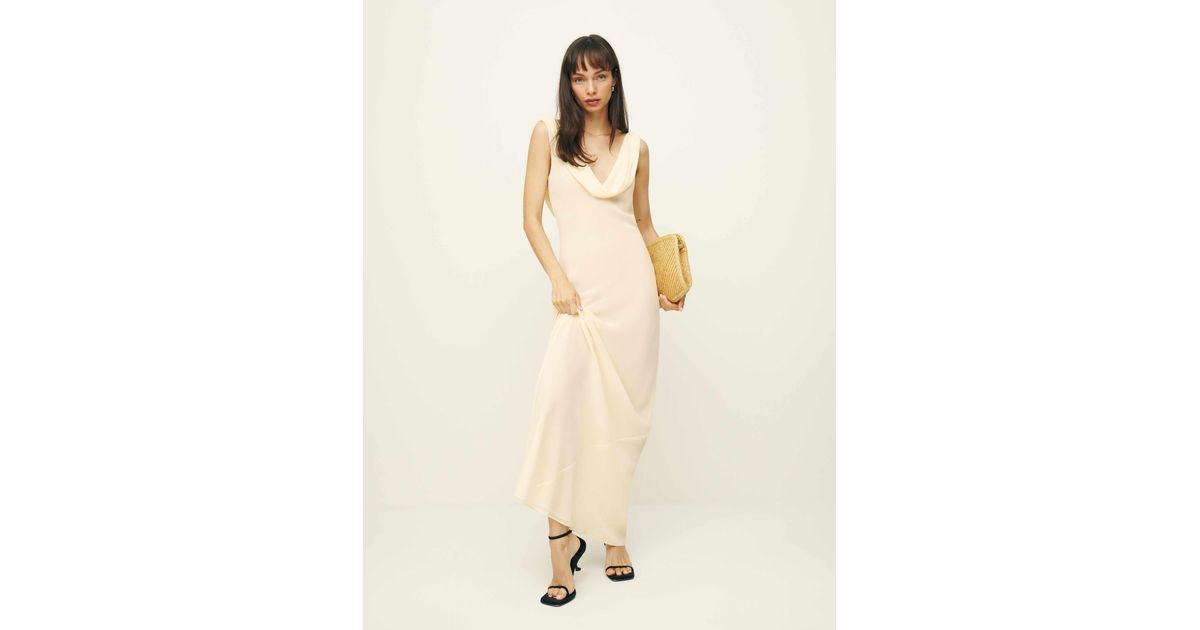 reformation cavallo dress ivory in Brown designer-ossie-clark