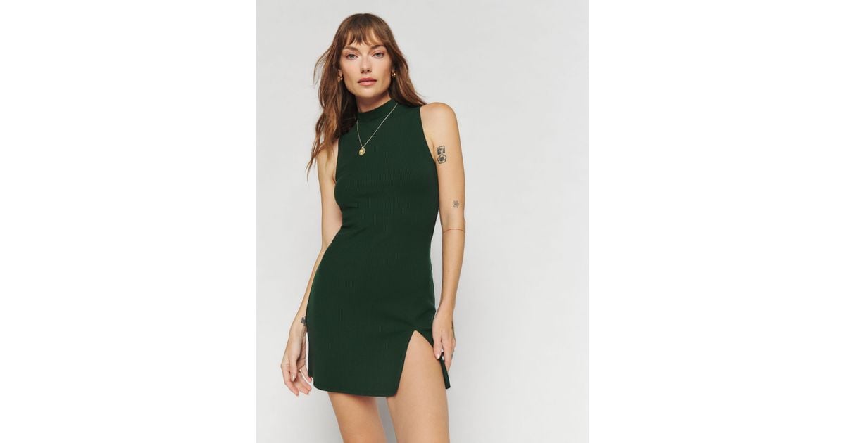 Reformation Skylar Knit Dress in Green Lyst