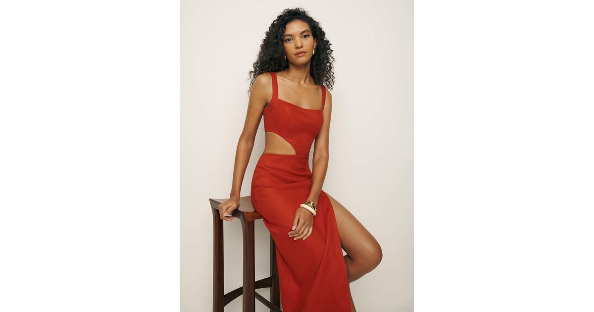 Reformation Satori Linen Dress in Red | Lyst Reformation Satori Linen Dress in Red | Lyst