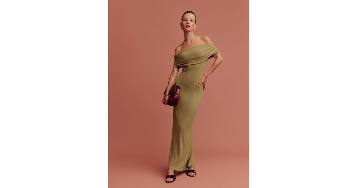 Reformation Josefina Knit Dress in Brown | Lyst