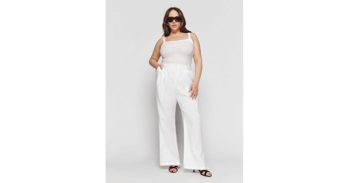 Reformation Mason Linen Pant Es in White | Lyst