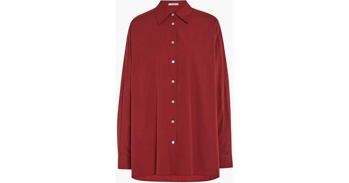 The Row Luka Shirt In Cotton, Plain Pattern in Red - Lyst