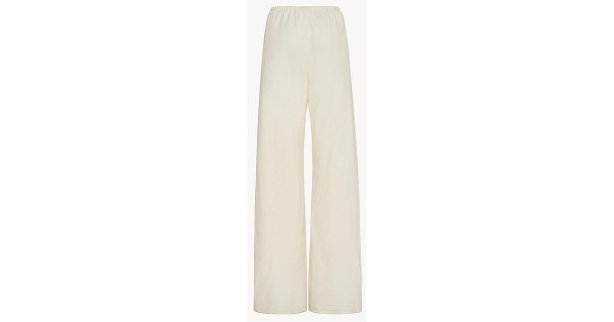The Row Pants Ivory Silk, Linen in White | Lyst