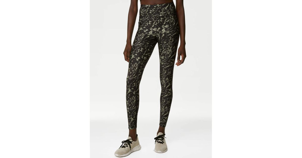 GOODMOVE Go Move Printed High Waisted Gym leggings in Black
