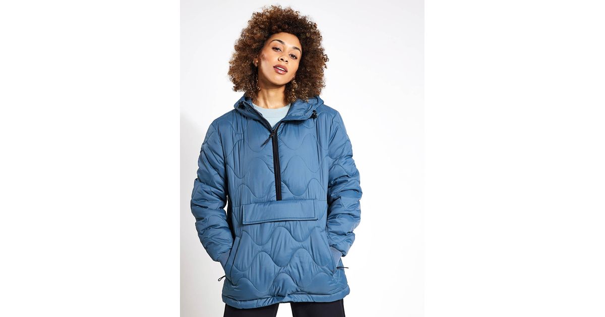 GOODMOVE Quilted Half Zip Hooded Puffer Jacket in Blue Lyst UK