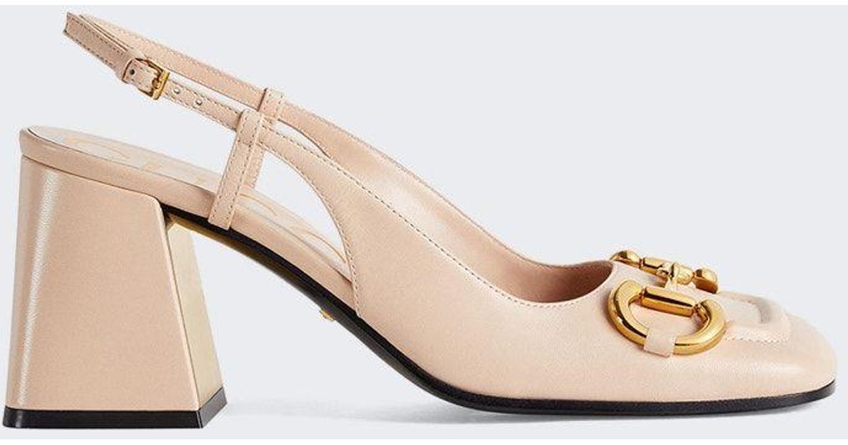 Gucci Midheel Horsebit Slingback Lyst