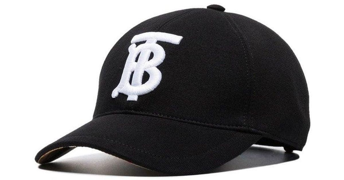Burberry Cotton Logo Baseball Cap in Black - Lyst