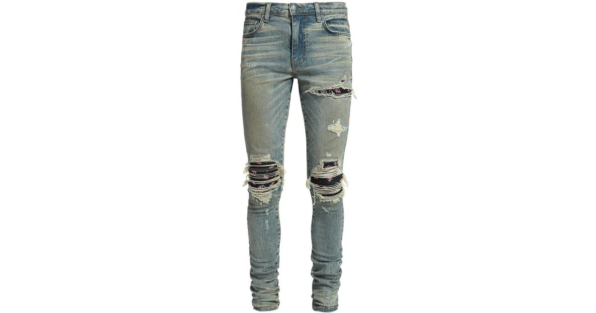 amiri red bandana jeans