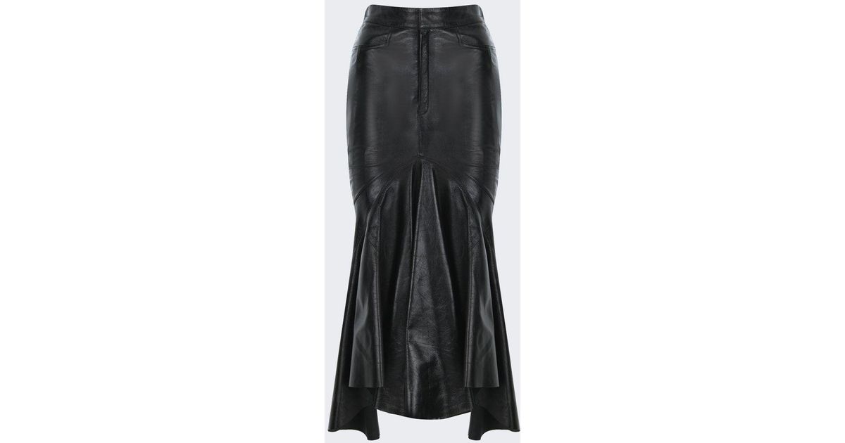 Zeynep Arcay Leather Flare Midi Skirt in Black | Lyst
