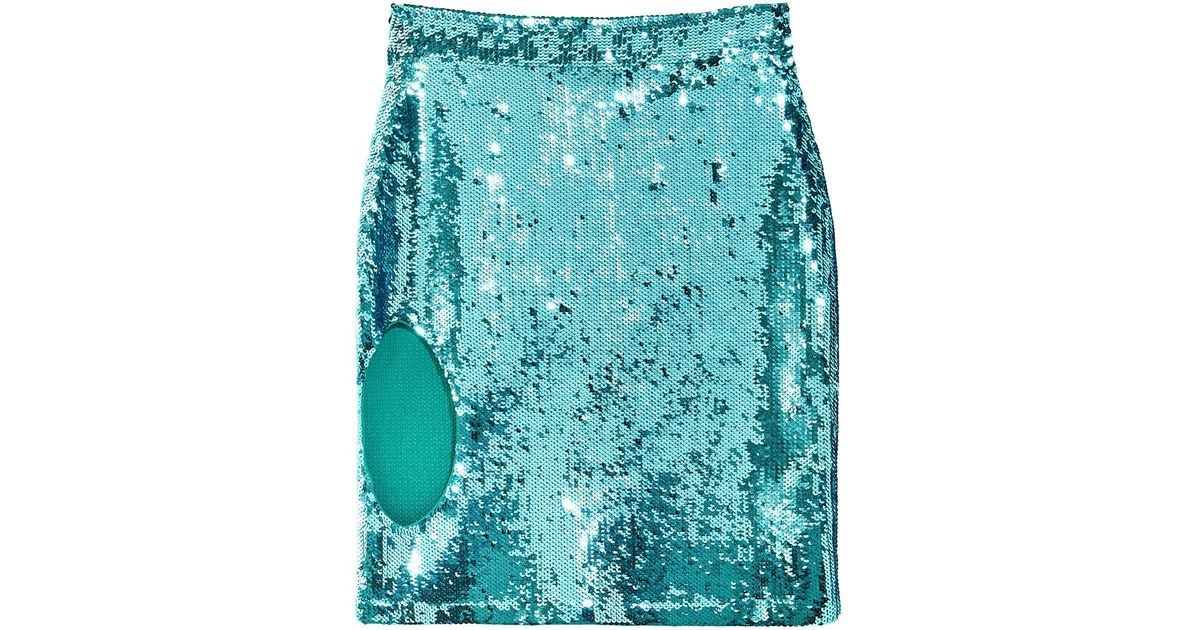 Loewe Sequin Cut Out Skirt in Blue | Lyst