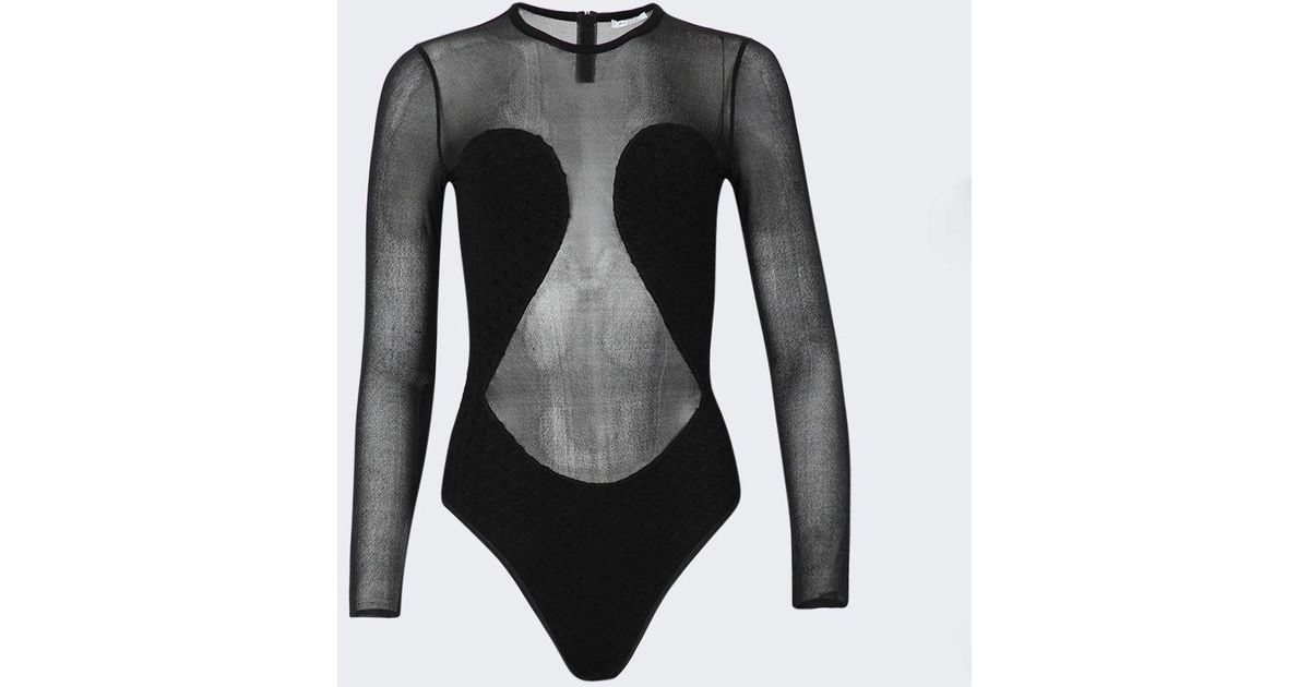 Alaïa Sheer Polka Dot Bodysuit in Black | Lyst