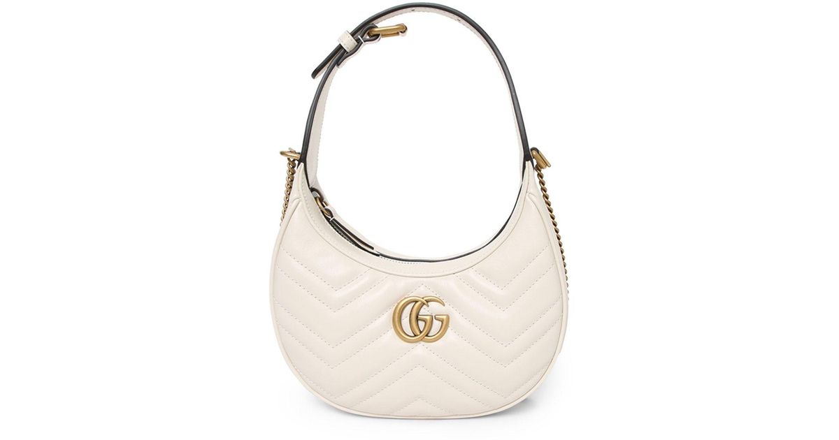 Gucci Love Parade Marmont Half Moon Mini Bag in White | Lyst