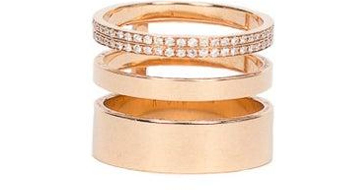 Repossi Gold Ring 3 Rows in Pink - Lyst