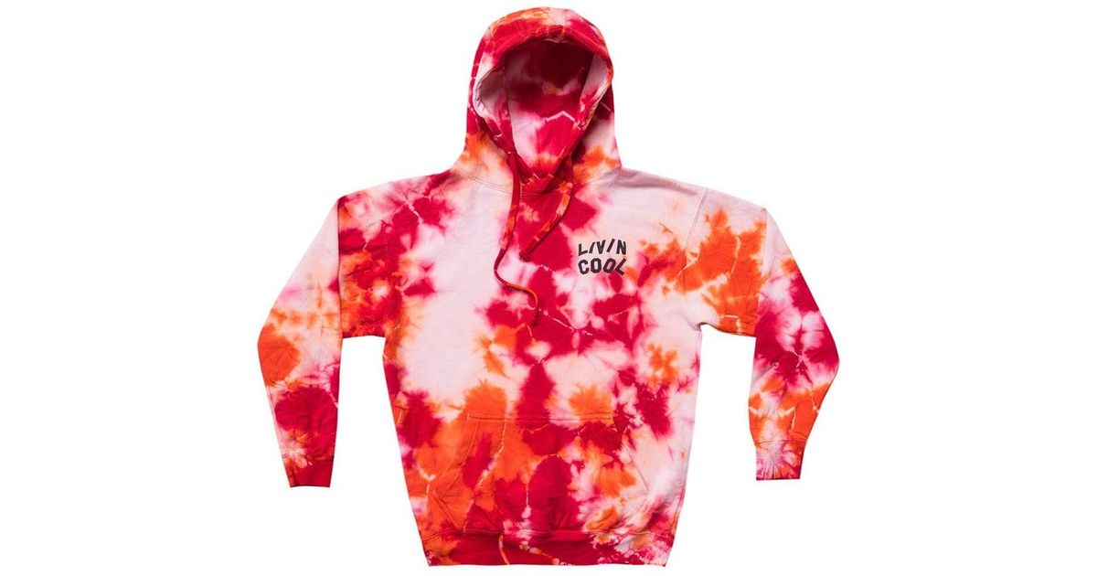 red tie dye sweatshirt