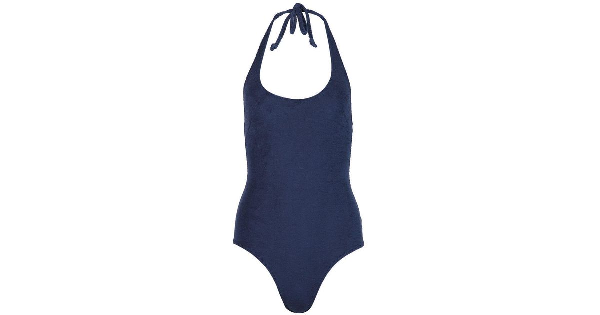 Lisa Marie Fernandez Amber Terry Cloth Maillot Swimsuit in Blue | Lyst