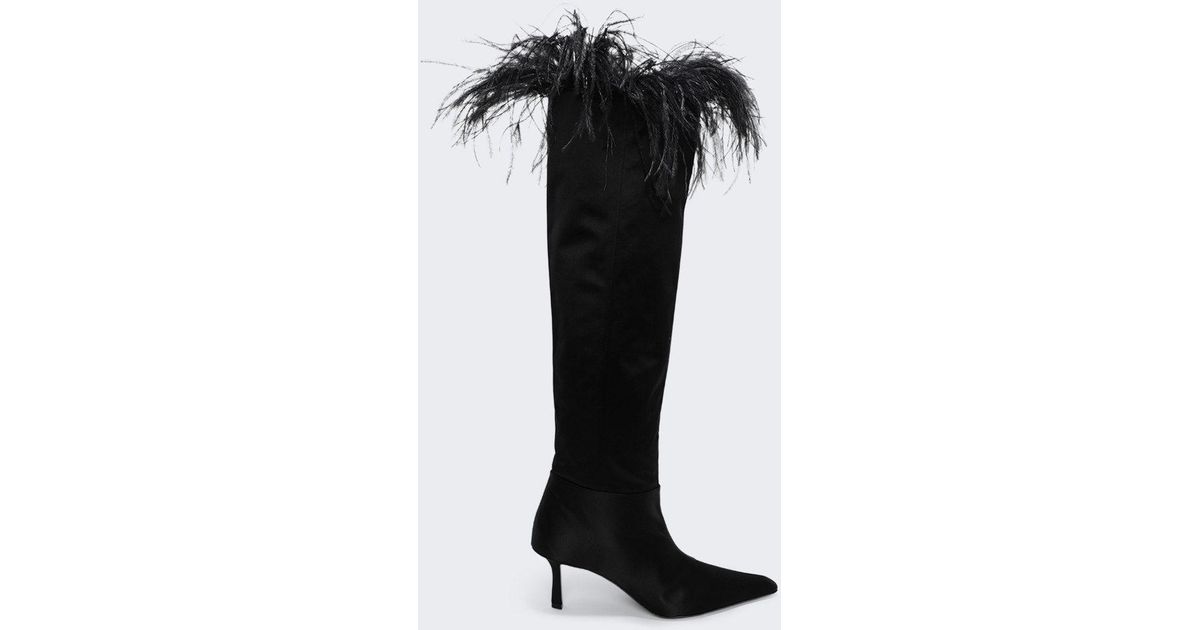 Alexander Wang Viola 65 Feather Slouch Boot in Black | Lyst