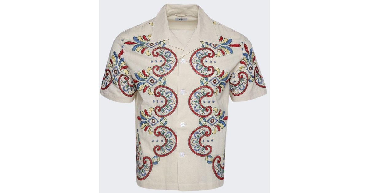 Bode Embroidered Carnival Short Sleeve Shirt in White for Men | Lyst
