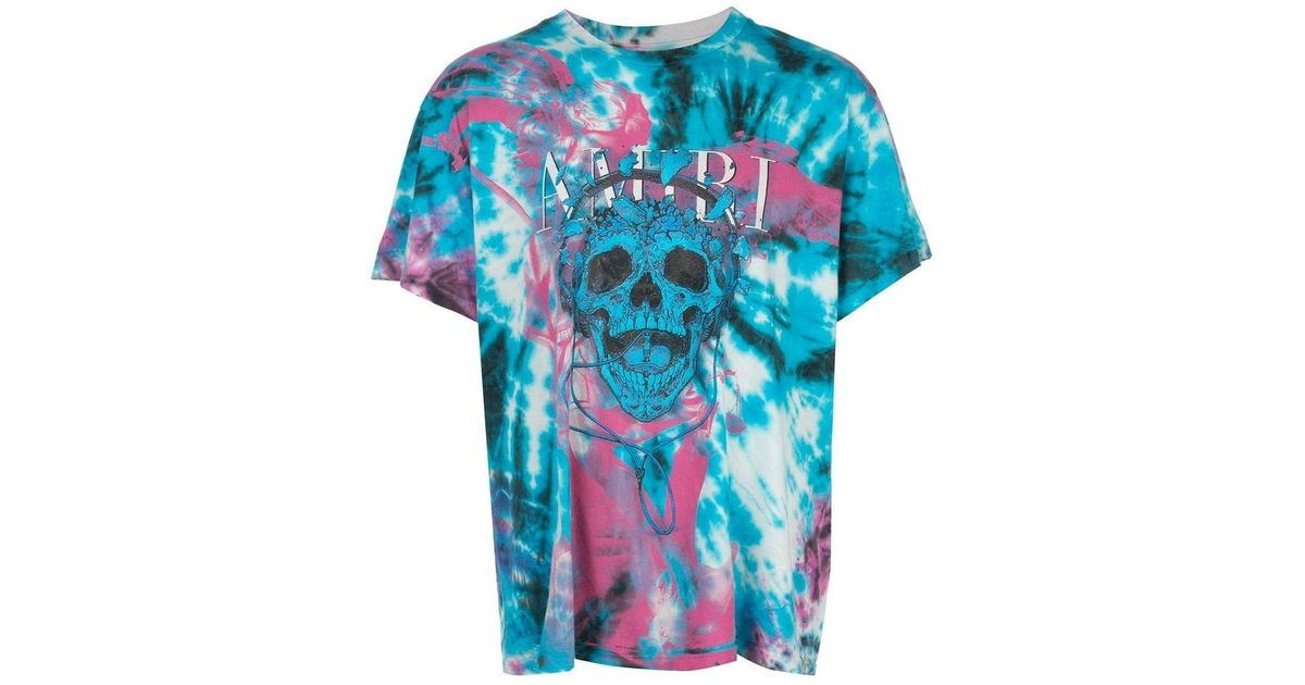 Amiri Cotton Tie \u0026 Dye Skull Tee in 