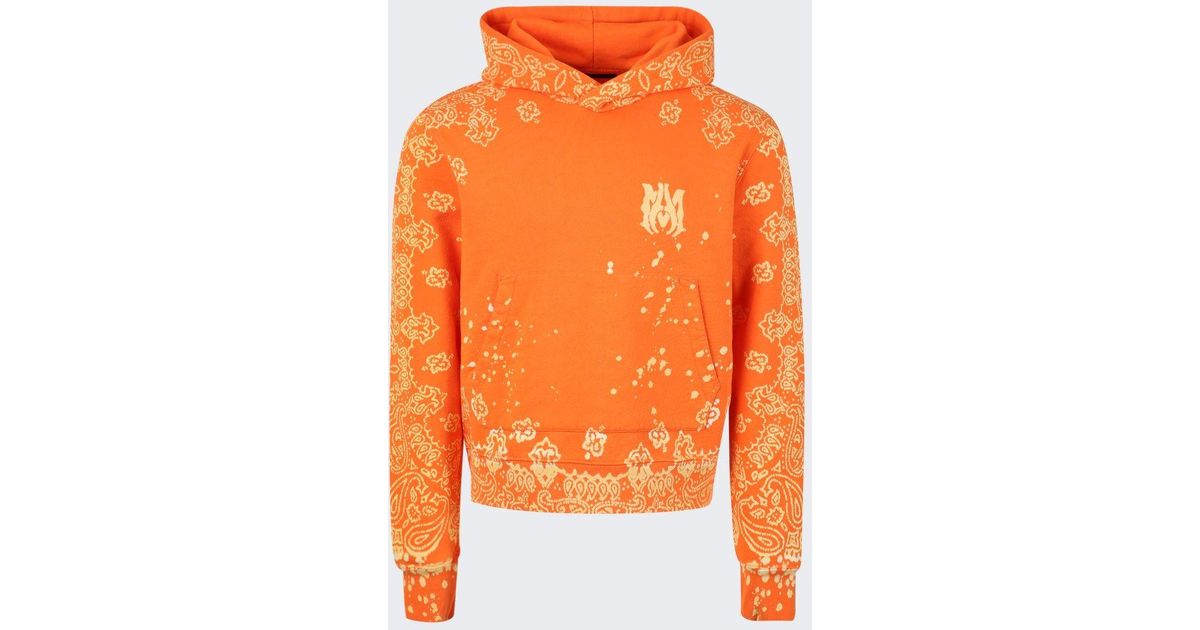 Amiri Bandana Bleach All Over Hoodie Orange for Men Lyst
