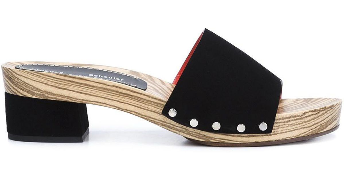 Proenza Schouler Suede Wooden Sole Sandals in Black Lyst