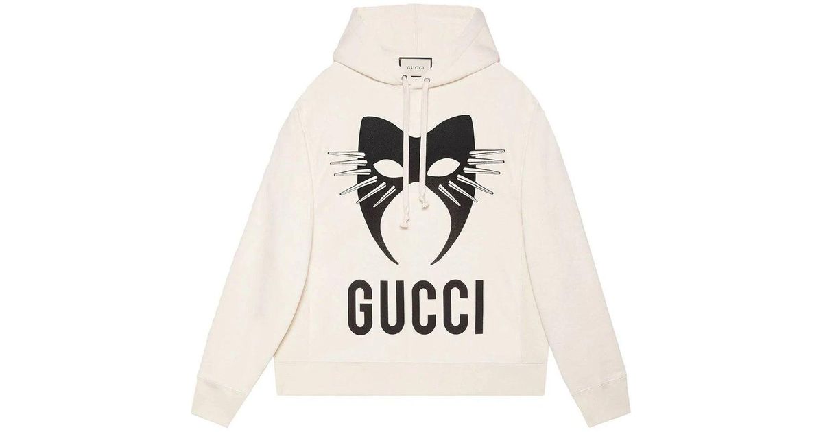 Gucci Cotton Mask Manifesto Hoodie Neutral for Men Lyst