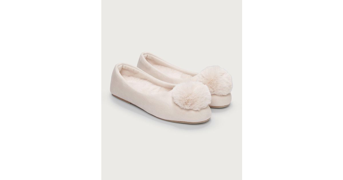 The White Company Pompom Ballet Slippers Lyst