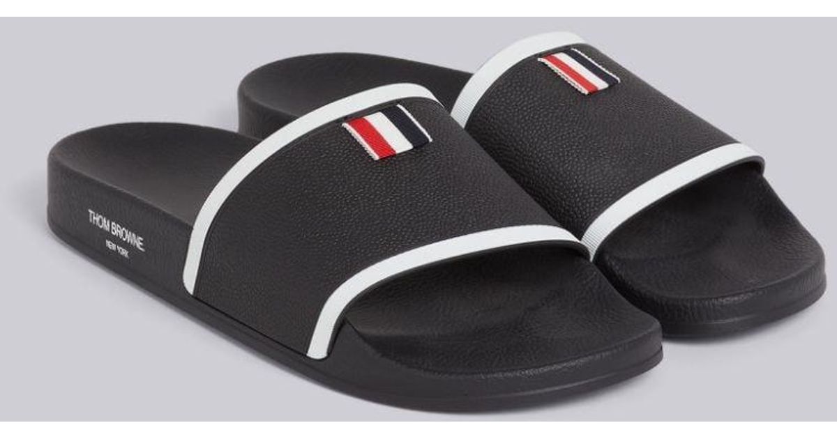 thom browne black flag pool slides
